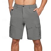 baratos Clássico-Homens Bermuda Cargo Calção Bermudas Cintura elástica Bolso multi Perna reta Tecido Conforto Respirável Comprimento do joelho Ao ar livre Casual Corrida Esportes Moda Preto Azul Marinha Micro-Elástica