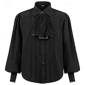 cheap Tops-Punk &amp; Gothic Medieval Renaissance Blouse / Shirt Ren Faire Prince Vampire Flounced Solid Color Men&#039;s Celtic Pirate Masquerade Performance Stage Renaissance Fair Adults&#039; Shirt Blouse