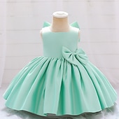 cheap Party Dresses-Kids Girls&#039; Party Dress Solid Color Sleeveless Special Occasion Princess Polyester Party Dress Summer Spring 3-10 Years Multicolor White Champagne