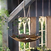cheap Backyard Birding &amp; Wildlife-Umbrella-Shaped Bird Trough,Hanging Bird Feeder Tray for Outdoors Metal Bird Bath Pond or Drinker Metal Wild Bird Feeder for Outside Hanging Seed Platform
