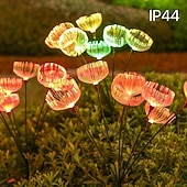 abordables Luces de paisaje-2 piezas de medusas de fibra solar para exteriores, luz enchufable para patio, jardín, césped, camino, boda, festival, ambiente decorativo