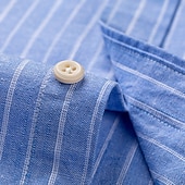 economico Camicie eleganti da uomo-Per uomo camicia di lino Camicie Camicia abbottonata Resistente alle rughe Camicia a quadri Liscio Matrimonio Esterno Blu chiaro Bianco Blu marino Marrone Manica lunga Estate Primavera Abbigliamento