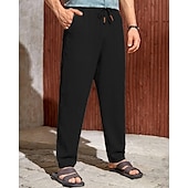 olcso Ünnep-Férfi Vászon nadrág Nadrág Nyári nadrág Strand nadrág Zseb Zsinór Rugalmas derék Sima Mokaszinok Légáteresztő Vakáció Napi Szabadság Hawaii Boho Fekete Fehér
