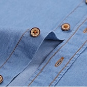 preiswerte Herrenhemd zum Knöpfen-Herren Sommerhemd Freizeithemd Knopfhemd Grau Blau Schwarz Dunkelblau Leicht Blau Langarm Einfach Revers Urlaub Ferien Button-Down Bekleidung 100% Baumwolle Mode Lässig Bequem