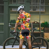 cheap Men&#039;s Clothing Sets-Men&#039;s Cycling Jersey with Shorts Floral Botanical Short Sleeve Bike Clothing Suit with 3 Rear Pockets Mountain Bike MTB Road Bike Cycling Front Zipper Sweat wicking Comfortable Breathable Sports