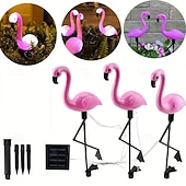 economico Luci paesaggistiche-3 luci solari da prato a forma di fenicottero – luci da giardino esterne impermeabili per cortile, patio e decorazione del cortile