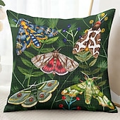 baratos estilo floral e plantas-Capa Decorativa de Almofadas de Insetos Florais 1PC Capa de Almofada Quadrada Macia para Sofá do Quarto Sala de Estar Primavera Verão