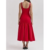 cheap Dresses-Retro Vintage 1950s 1960s Midi Dress Bodycorn Solid Color Women&#039;s Masquerade Wedding Vacation Tea Party Adults&#039; Dress