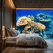 economico Arazzo della Spiaggia Oceanica-Tappeto appeso in stile paesaggistico con pesci dell'oceano Arte da parete Grande Tappeto Murale Decorazione Sfondo Fotografico Coperta Tenda per decorazione della camera da letto soggiorno