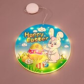 お買い得  イースターライト-イースターバニーエッグ吸盤ショーケースライト電池式イースターディナーパーティー用お祝いデコレーション