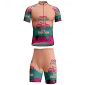 economico Set di abbigliamento da uomo-Per uomo Maglia da ciclismo con pantaloncini Manica Corta Mountain Bike MTB Ciclismo su strada Estate Primavera Autunno Nero Rosa Rosso A righe Lettere &amp; Numeri Bicicletta Cerniera Frontale