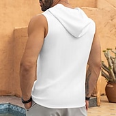 baratos Tops de ginásio-Homens Malha Íntima Moletom sem mangas camisa sem manga Sem Manga Com Capuz Verão Pit Strip Moda Designer Músculo Cordões Bolsos Ao ar livre Ginásio Preto Branco cáqui Top Tee para Homens
