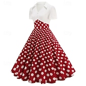 cheap Dresses-1950s Retro Vintage Rockabilly Knee Length Dress Tea Dress Swing Dress Polka dots Fit &amp; Flare Swing Fancy Dress Women's Christmas Carnival New Year Homecoming Daily Wear Bachelorette Party Adults'