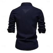 abordables Informal de negocios-Hombre Camisa camisa de lino Camisa de lino de algodón Camisa casual Abotonar la camisa Plano Vacaciones Calle Blanco Azul Marino Oscuro Albaricoque Manga Larga Diseño Primavera Ropa Frunce