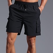 baratos Clássico-Homens Bermuda Cargo Calção Shorts de verão Com Cordão Cintura elástica Bolso multi Tecido Conforto Vestível Comprimento do joelho Ao ar livre Esporte Diário Moda Casual Preto Rosa