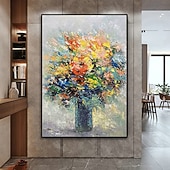 abordables Peintures fleurs/botaniques-Mintura fait à la main abstrait texture fleurs peintures à l&#039;huile sur toile art mural décoration moderne image pour la décoration intérieure roulé sans cadre peinture non étirée