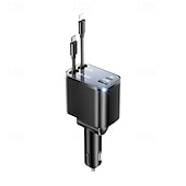 voordelige Auto-oplader-intrekbare autolader 120w supersnel opladen metalen sigarettenaansteker 4 in 1 auto opladen