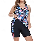 Χαμηλού Κόστους Surfing Tankinis και Bikinis-Γυναικεία Τανκίνι Δύο Κομμάτι Μαγιό Μαγιό Φλοράλ Μαγιό Θαλασσί Αναπνέει Γρήγορο Στέγνωμα Ελαφρύ Αμάνικο - Κολύμβηση Σέρφινγκ Παραλία Καλοκαίρι Άνοιξη Μεγάλα Μεγέθη
