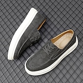 お買い得  カジュアルなレースアップシューズ-メンズカジュアルレースアップシューズ、快適で通気性のあるフェイクレザー、ホワイトソール、スタイリッシュで普段使いにぴったり