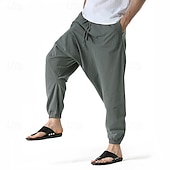 abordables Retro-Hombre Persona que practica jogging Pantalones de algodón Pantalones Pantalones de playa Pantalones Harem Bolsillo Correa Cintura elástica Plano Comodidad Transpirable Vacaciones Diario Festivos