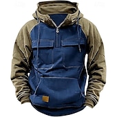 abordables sudaderas basicas hombre-Hombre Sudadera Sudadera con capucha y cremallera de un cuarto Sudadera táctica con capucha Negro Rosa Vino Verde Ejército Azul Piscina Con Capucha Bloque de color Plano Retazos Bolsillo Deporte