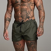 baratos calção de banho boxer masculino-Homens Calção Justo de Natação Shorts de Natação Bermuda de Surf Calças Com Cordão Com bolsos Natação Surfe Praia Esportes Aquáticos Cor Sólida Verão Primavera