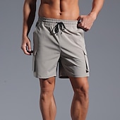 baratos Clássico-Homens Bermuda Cargo Calção Shorts de verão Com Cordão Cintura elástica Bolso multi Tecido Conforto Vestível Comprimento do joelho Ao ar livre Esporte Diário Moda Casual Preto Rosa