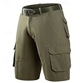 preiswerte Klassiker-Herren Cargo Shorts Kurze Hosen Shorts Kurze Hosen Sommer-Shorts Knopf Multi Pocket Glatt Komfort tragbar Knielänge Outdoor Sport Täglich Modisch Brautkleider schlicht Schwarz Khaki