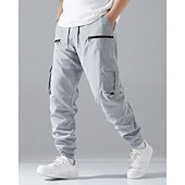 cheap Cargo Pants-Men's Cargo Pants Joggers Trousers Elastic Waist Multi Pocket Plain Wearable Daily Outdoor Casual Black Light Grey