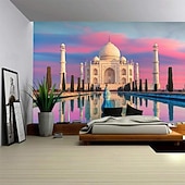 baratos tapeçaria de paisagem-Tapeçaria de Parede do Taj Mahal Paisagem Grande Tapeçaria Mural Decoração Fundo Fotográfico Cobertor Cortina Decoração para Casa Quarto Sala de Estar