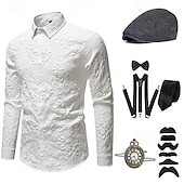 preiswerte Outfits-1920er Vintage inspiriert Der große Gatsby Partykostüm Zubehörset Umlegekragen Kostüm Herren Halloween Party &amp; Abend Alltagstauglich Erwachsene Bluse Hut Ganzjahres