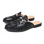 abordables Semiformal-Mules de moda para hombre sin cordones con diseño gráfico, correa ajustable y plantilla cómoda para uso casual y diario.