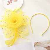 abordables Tocados-Tocados para mujer, sombrero para fiesta de té, diadema con flores, cóctel, malla, plumas, pinza para el pelo, sombrero Derby de Kentucky, boda