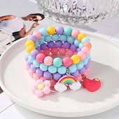 voordelige Feest benodigdheden-5 stuks schattige zonnebloem, regenboog bedel kralen eenhoorn zonnebloem regenboog armbanden set