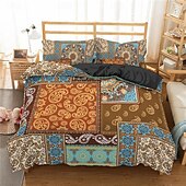 cheap Duvet Cover Sets-Duvet Cover Set Boho Paisely Art Red Black Pattern Duvet Cover Set Soft 3-Piece Luxury Polyester Bedding Set Home Decor Gift