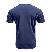 cheap Corduroy T shirts-Men's Corduroy Shirt Short Sleeve Shirt Tee Top Short Sleeve V Neck Spring &amp; Summer Summer Solid Color Pit Strip Sports Daily V Neck Warm Casual Outdoor Navy Blue Top Tee for Men