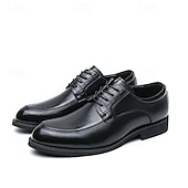 economico Formale-scarpe eleganti da uomo in similpelle marrone con lacci e dettagli intrecciati, stile classico formale, comode per matrimoni ed eventi aziendali