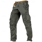 levne Cargo kalhoty-Pánské Kargo kalhoty Nákladní kalhoty Pracovní kalhoty Dağcı Pantolonu Straight-Leg 8 Kapsa Bez vzoru Odvod vlhkosti Nositelný Plná délka Venkovní Denní Outdoor a turistika Módní Šik ven Armáda žlut