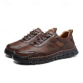 abordables Zapatos Informales con Cordones-Zapatos de senderismo para exteriores para hombre con parte superior de piel sintética duradera y suela resistente: zapatillas cómodas con cordones para uso diario y aventuras