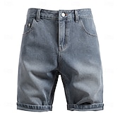billige Herre Elite Shorts-Herre Jeans Dongerishorts Knapper Lomme Gradert Knelengde utendørs Feriereise Avslappet Ferie Årgang Blå Grå Mikroelastisk