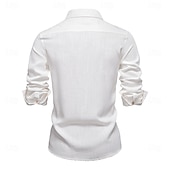 cheap Men&#039;s Elite Shirts-Men&#039;s Shirt White Navy Blue khaki Long Sleeve Solid Color Standing Collar Outdoor Causal Ruched Clothing Apparel Daily Casual Daily Leisure