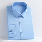 abordables chemises sans repassage pour hommes-Homme Chemise Chemise boutonnée Couleur unie Mariage Soirée Noir Blanche Jaune Vert Claire manche longue Revers Printemps Automne Vêtement Tenue Poche
