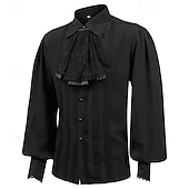 cheap Tops-Punk &amp; Gothic Medieval Renaissance Blouse / Shirt Ren Faire Prince Vampire Flounced Solid Color Men&#039;s Celtic Pirate Masquerade Performance Stage Renaissance Fair Adults&#039; Shirt Blouse