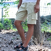 baratos Ar livre-Homens Bermuda Cargo Calção Shorts de verão Shorts de Trilha Com Cordão Cintura elástica Bolso multi Tecido Conforto Vestível Comprimento do joelho Ao ar livre Esporte Diário Moda Casual Preto Azul