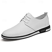 economico Casuale-scarpe da ginnastica casual stringate in similpelle bianca da uomo, comode scarpe antiscivolo con suola in gomma, ideali per l&#039;uso quotidiano e per il tempo libero