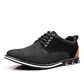 economico Semi-formale-scarpe casual oxford da uomo, sneakers eleganti con lacci blu e nere con dettagli in pelle scamosciata, calzature eleganti per lavoro, matrimoni e uso quotidiano