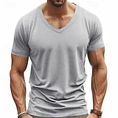 preiswerte Basic-T-Shirts-Herren T Shirt T-Shirt V-Ausschnitt T-Shirt Kurzarm V Ausschnitt Ganzjahres Einfach Mode Designer Basic Urlaub Straße Ausgehen Wein Schwarz Weiß Top T-Shirt für Herren
