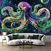 billiga Blacklight tapestries-Svartljus Tapestry Glödar i Mörkret Glöd Fest UV Reaktiv Trippy Dimmig Djur Bläckfisk Hängande Tapestry Väggkonst Mural för Vardagsrum Sovrum