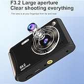 abordables Cámara y fotografía-Cámara de vídeo digital compacta de bolsillo para cine, con enfoque automático, 64 MP, 4K, detección de rostros, zoom de 18x de 2,4 pulgadas, batería recargable de 650 mAh