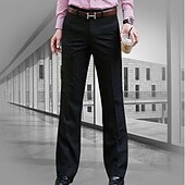 baratos Alargamento-Homens Social Calças chinês Botões Bolsos Tecido Conforto Formal Festa Trabalho Moda Estilo Clássico Preto Branco Micro-Elástica